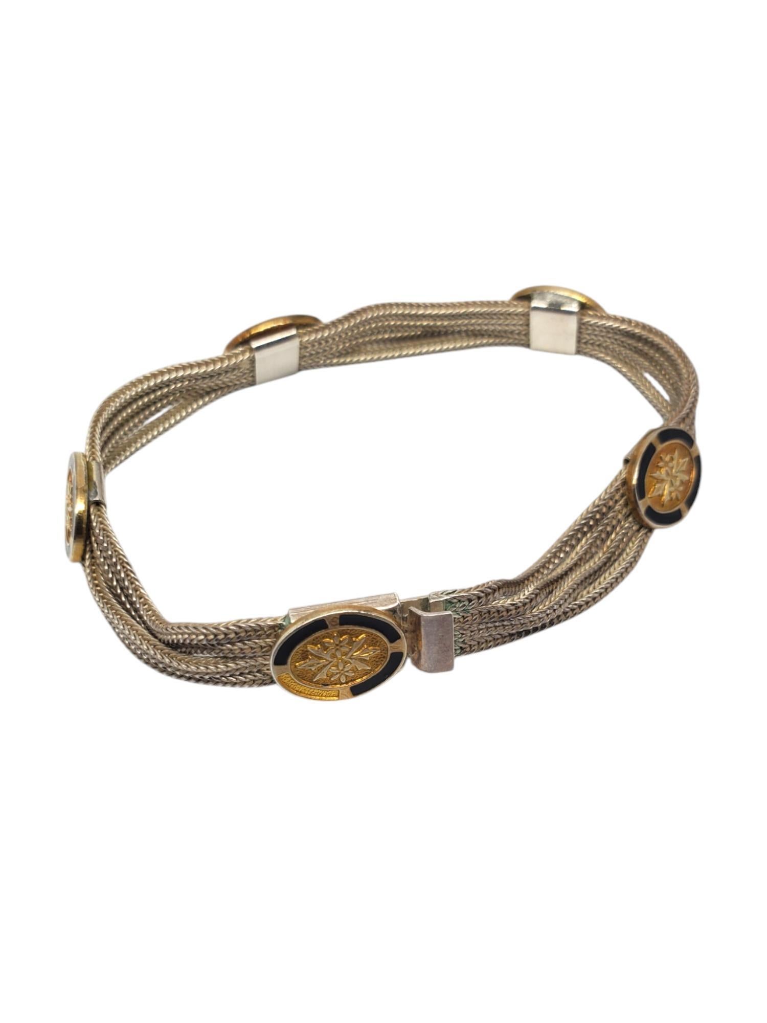 Sterling Silver & Gold Vermeil Multi Strand Foxtail Station Bracelet #20653 For Sale 4