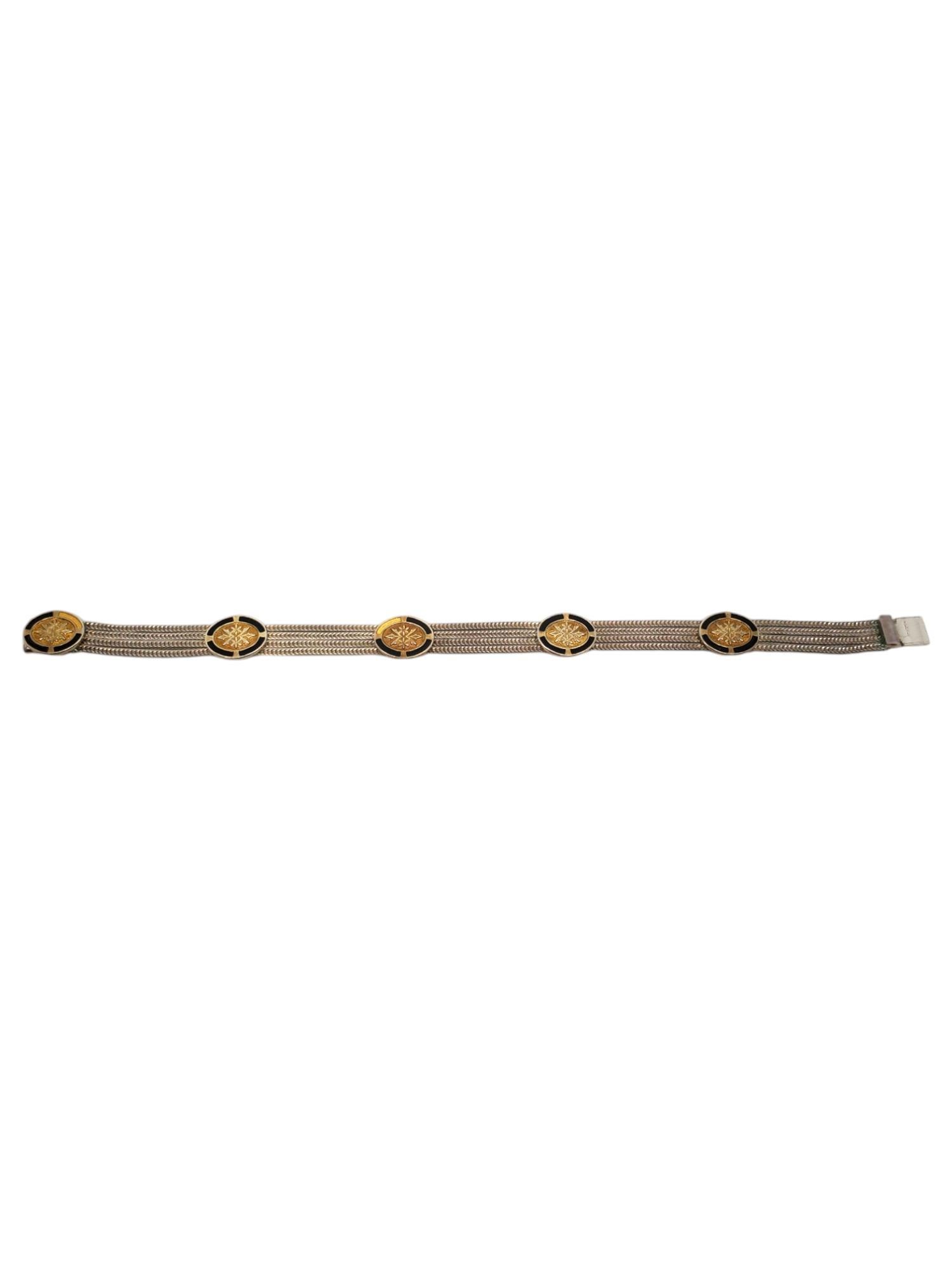 Sterling Silver & Gold Vermeil Multi Strand Foxtail Station Bracelet #20653 For Sale