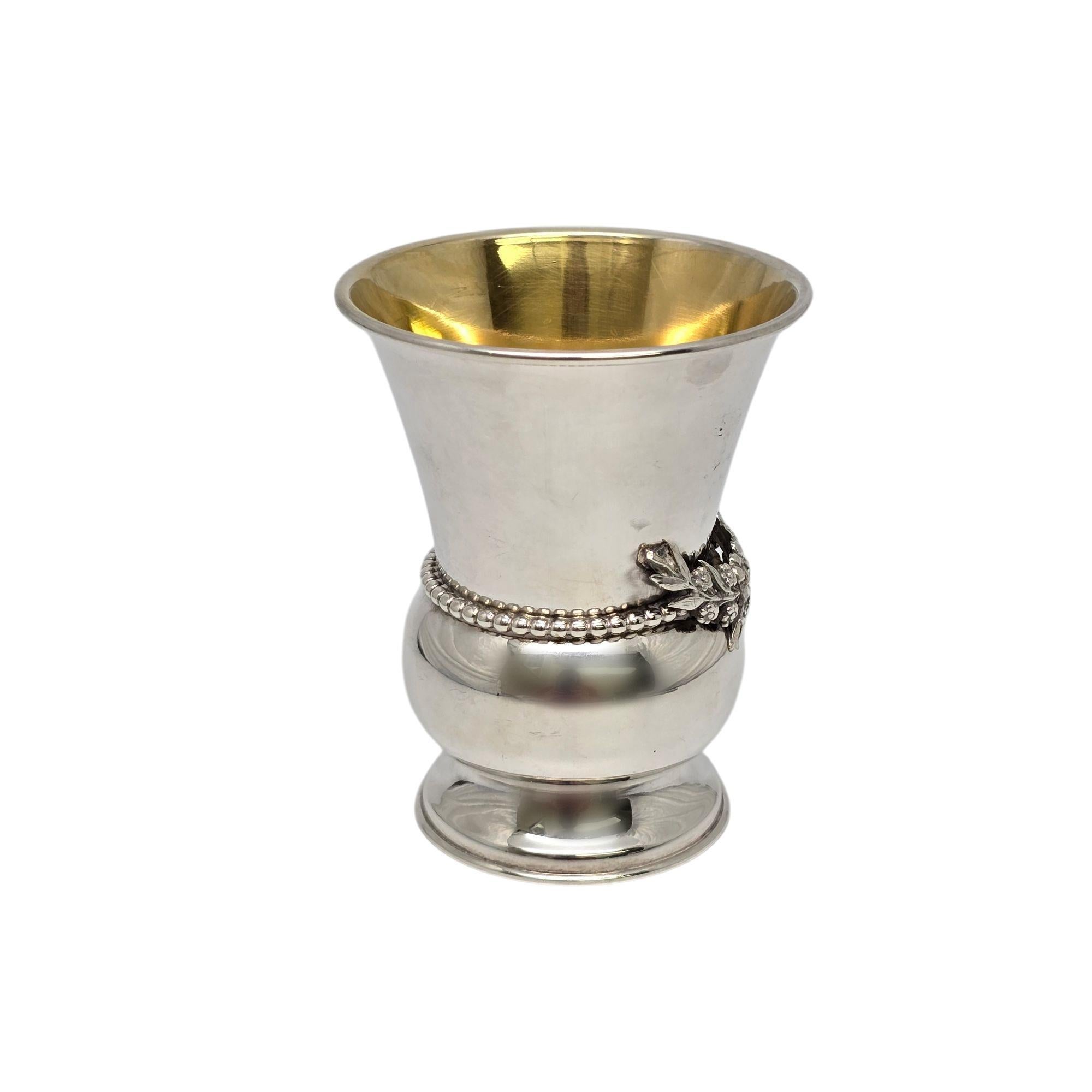Donna Tazza Kiddush interna in argento sterling e oro #21682 in vendita