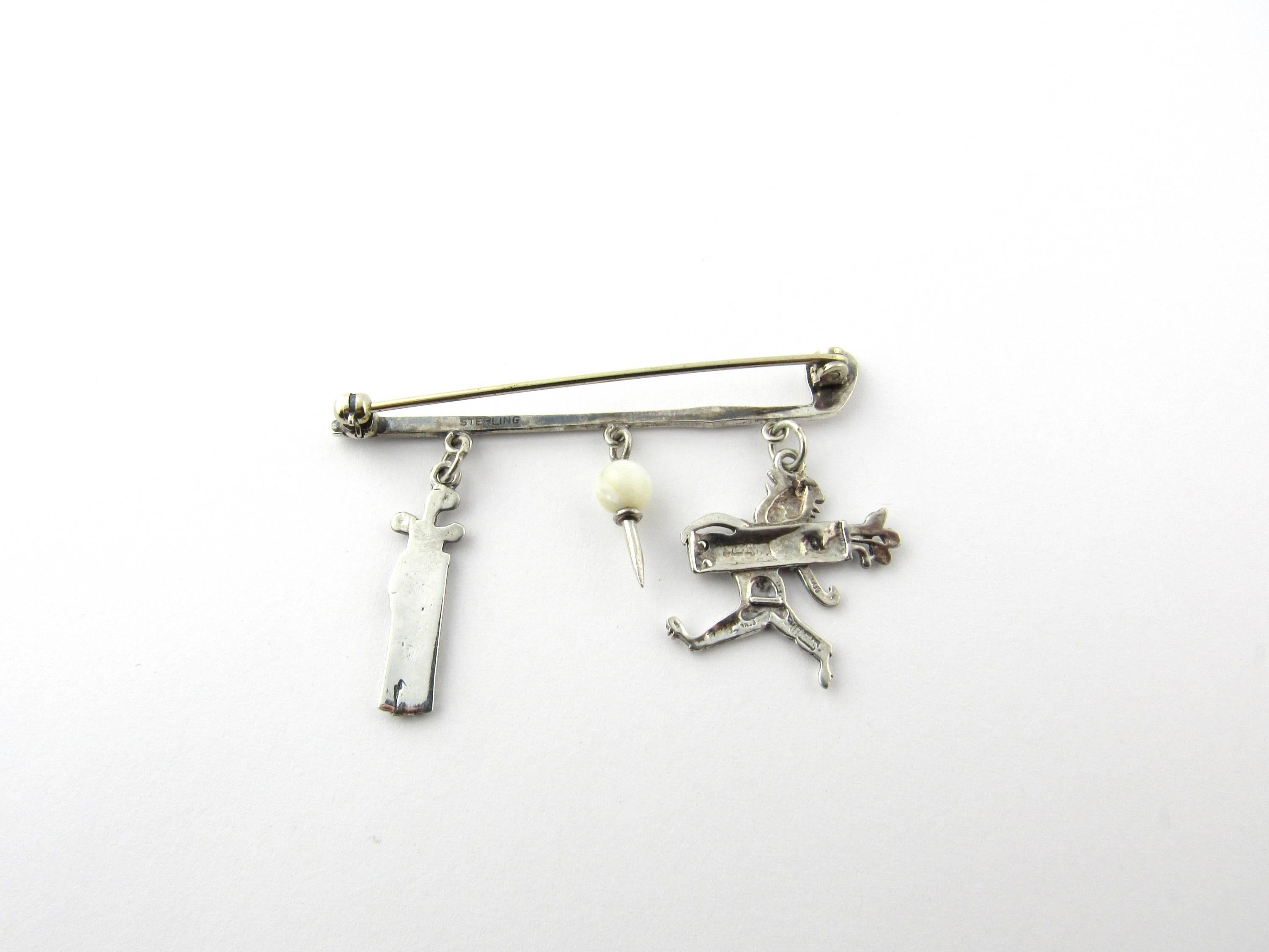 Sterling Silver Golf Brooch In Good Condition In Washington Depot, CT