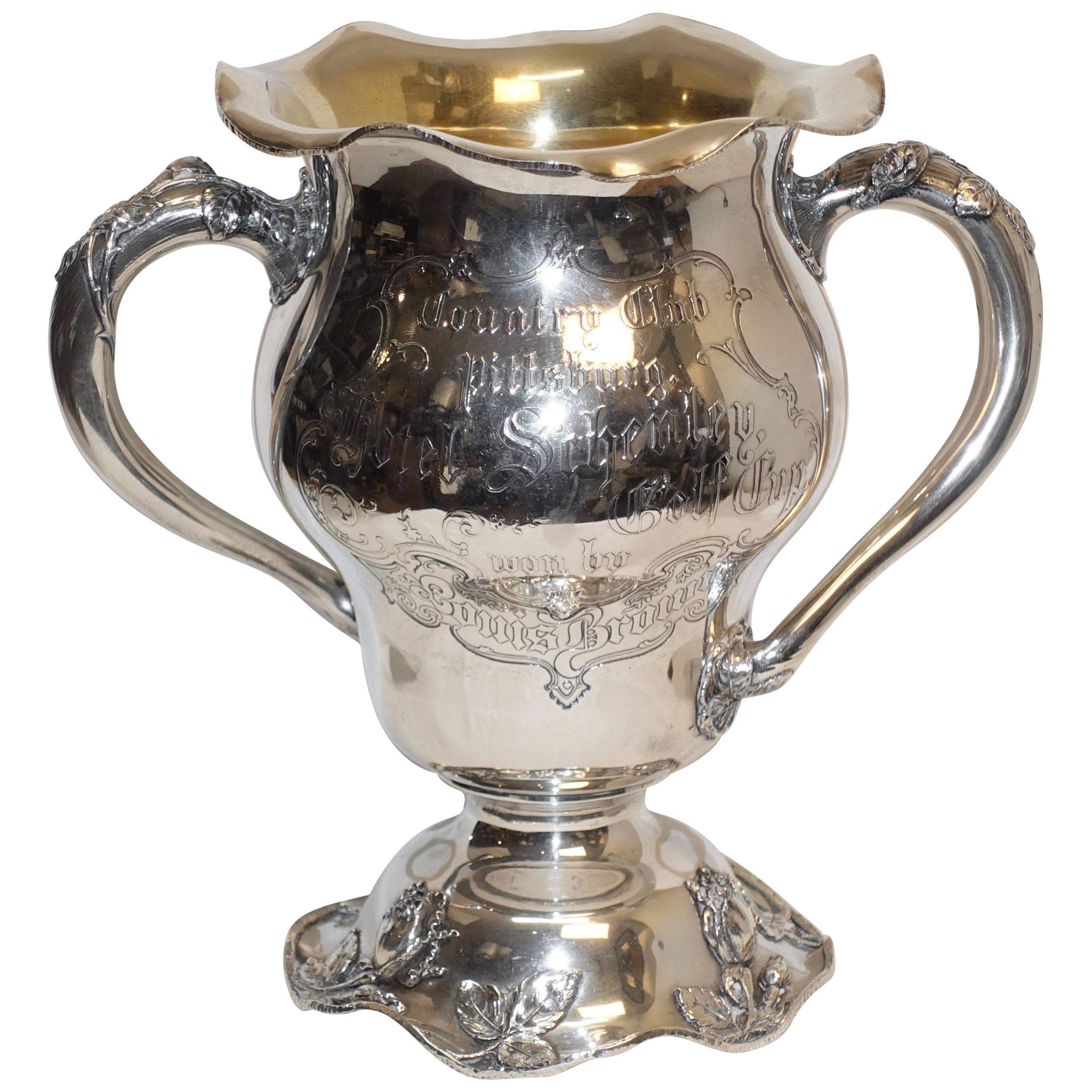 Sterling Silver Golf Trophy Loving Cup, Pittsburgh, Hotel Country Club
