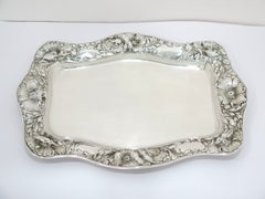 Sterling Silver Gorham Antique Poppy Flower Repousse Rectangular Platter