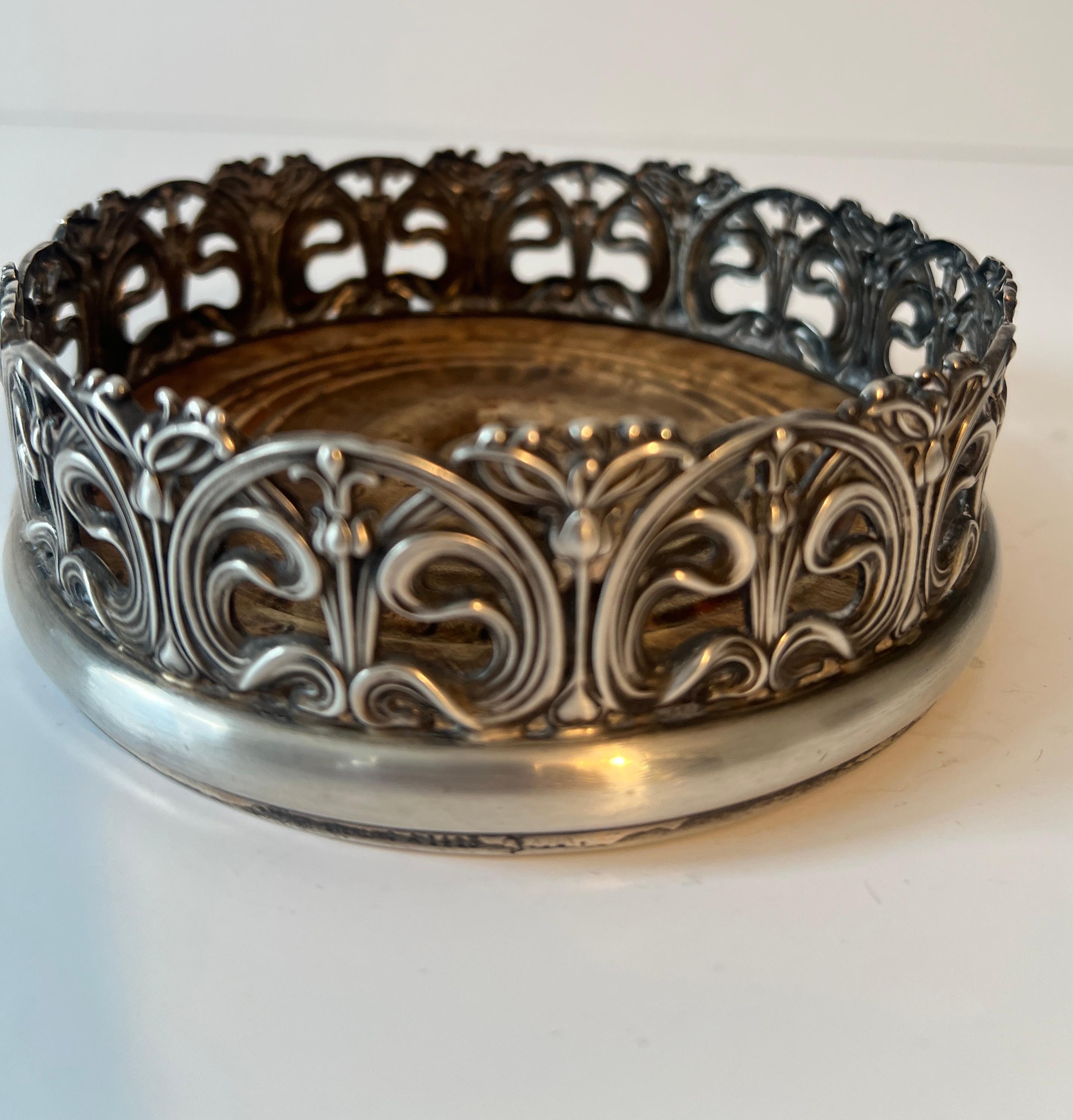 Americano Sottobicchiere per vino in argento Sterling Gorham Art Nouveau con base in acero in vendita