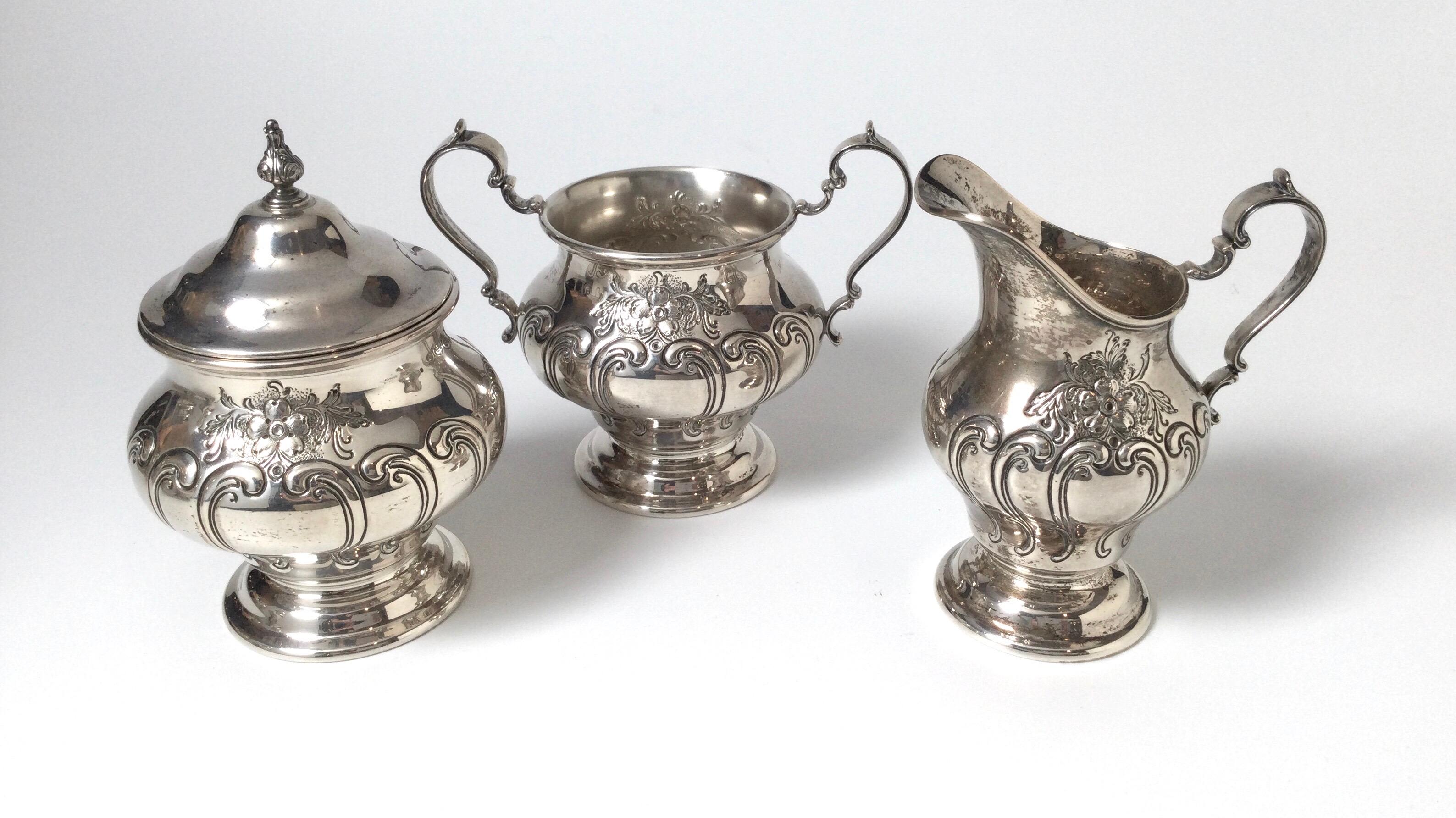 American Sterling Silver Gorham Chantilly Tea Set