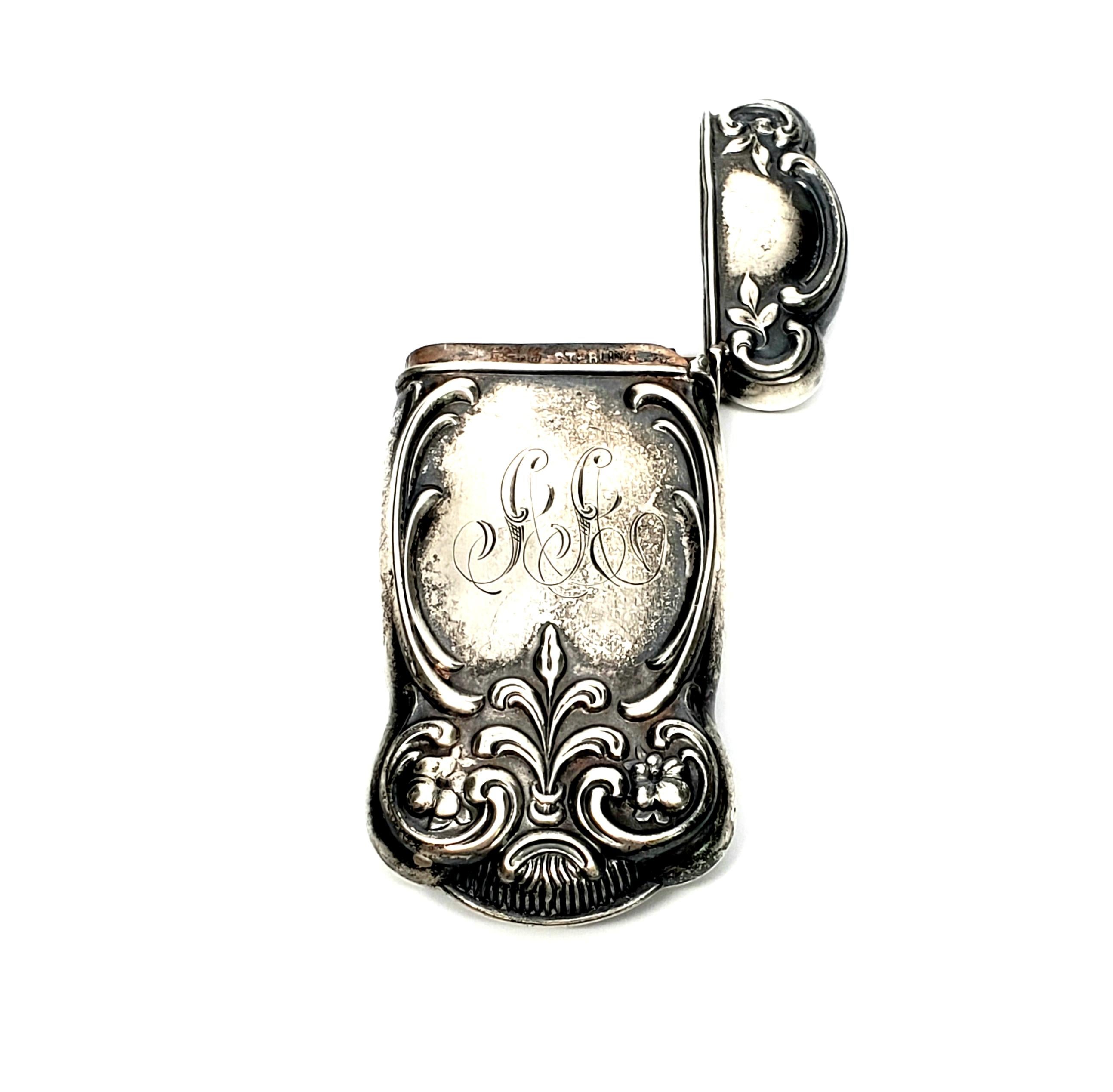 Gorham Silver Match Safe/Vesta Case with Monogram In Good Condition In Washington Depot, CT