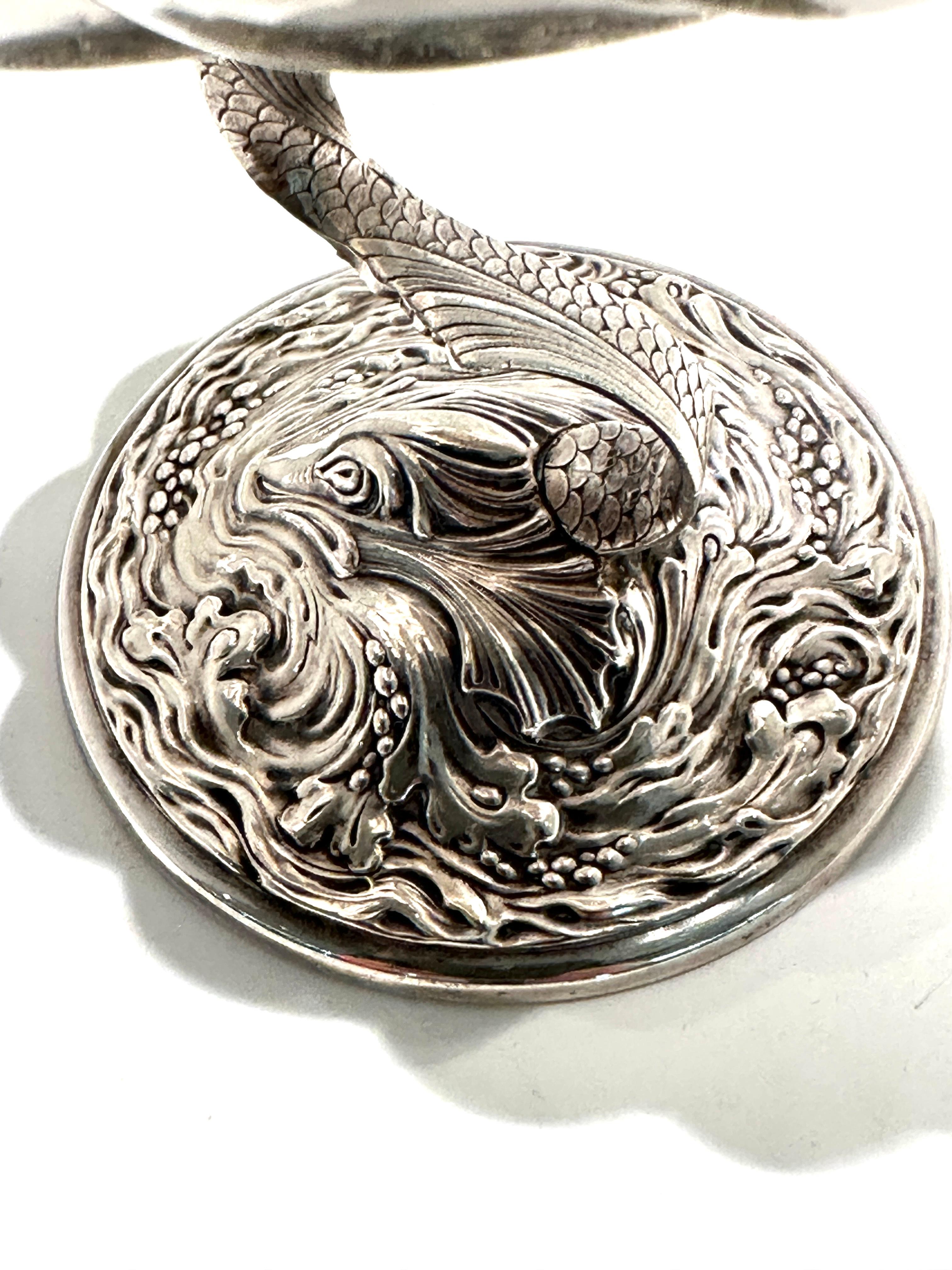 American Sterling Silver Gorham Shell Dolphin Dish For Sale