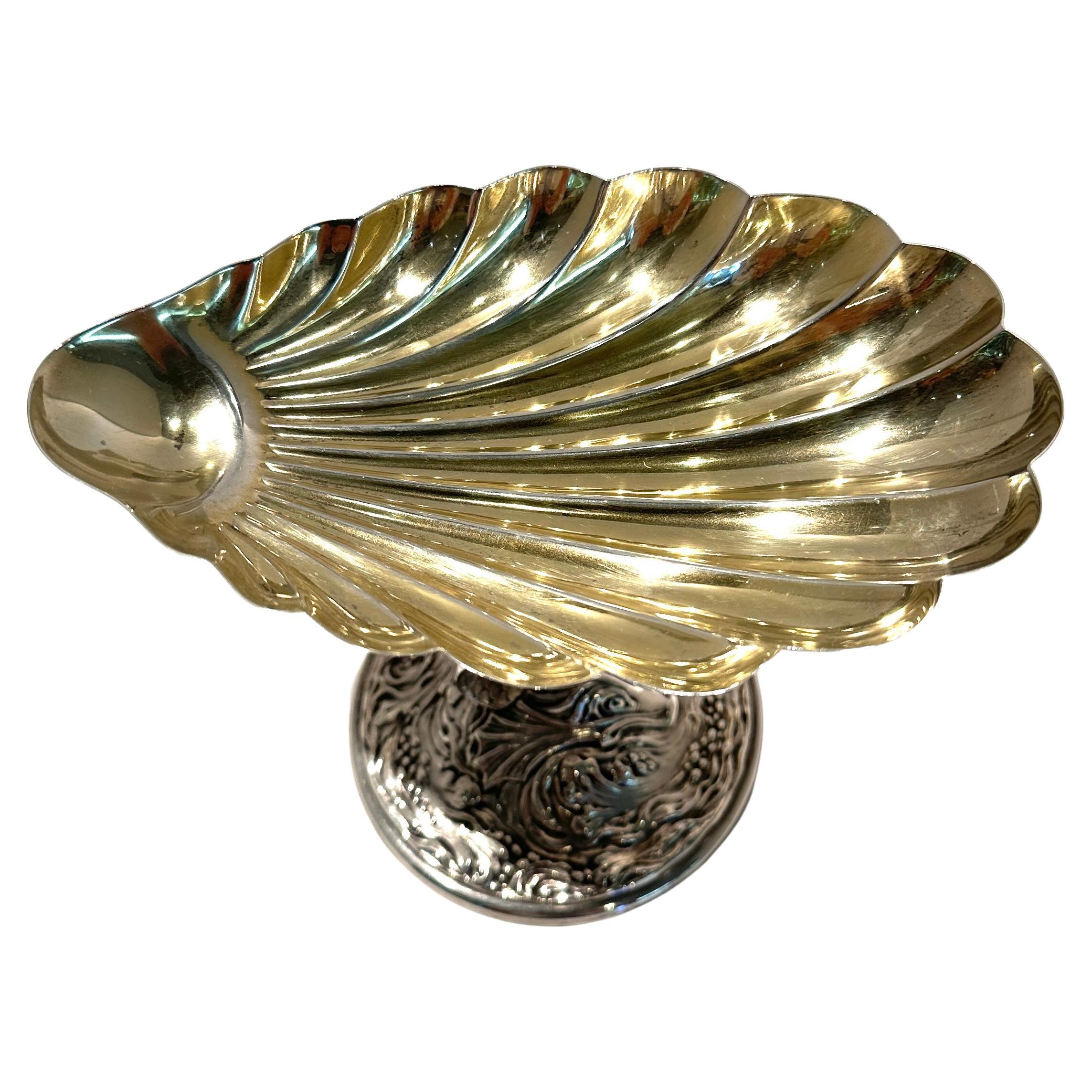 Sterling Silver Gorham Shell Dolphin Dish For Sale