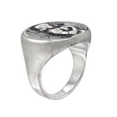 Sterling Silver Grace Joan of Arc Signet Ring Cast from Antique Medallion