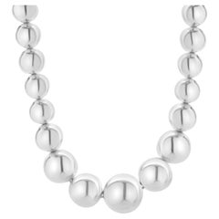 Sterling Silver Graduated Beaded Necklace