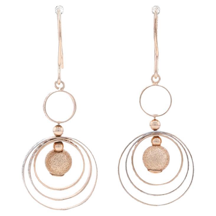 Sterling Silver Graduated Circle Dangle Earrings - 925 Rose Gold Plated Pierced