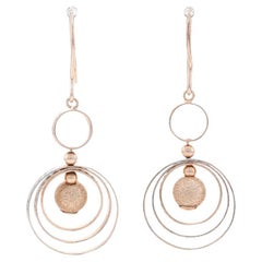 Sterling Silver Graduated Circle Dangle Earrings - 925 Rose Gold Plated Pierced