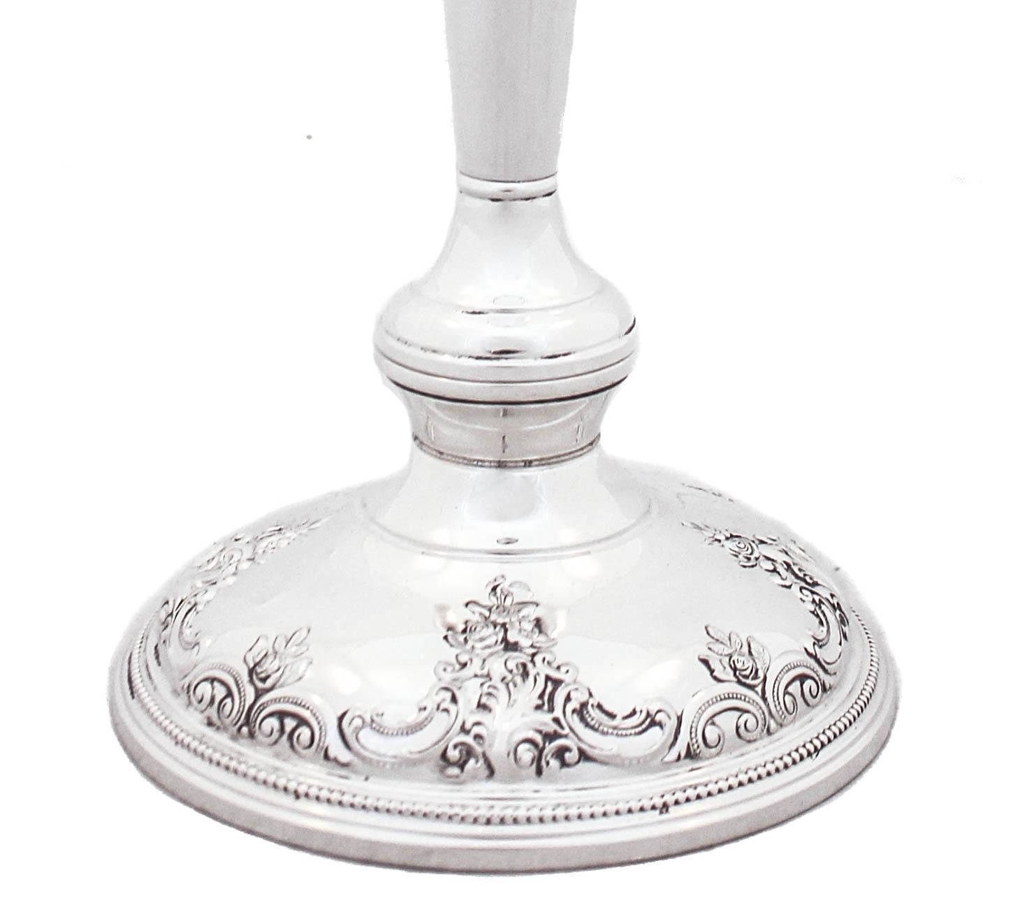 Mid-20th Century Sterling Silver Grande Baroque Candlesticks For Sale