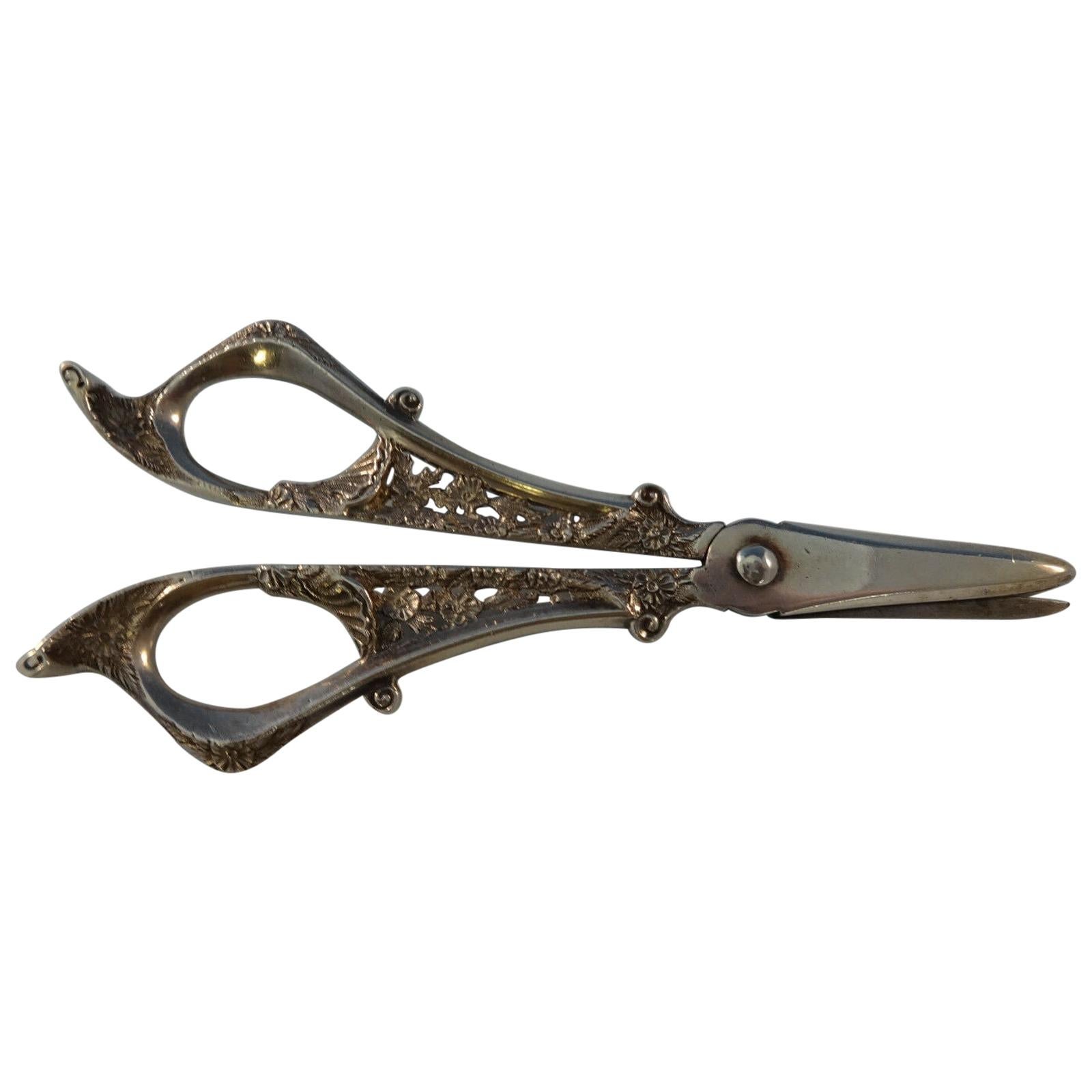 Sterling Silver Grape Shears Pierced Chased Black Starr & Frost, circa 1890s
