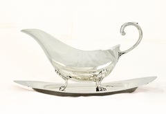 Saucière et plateau en argent Sterling