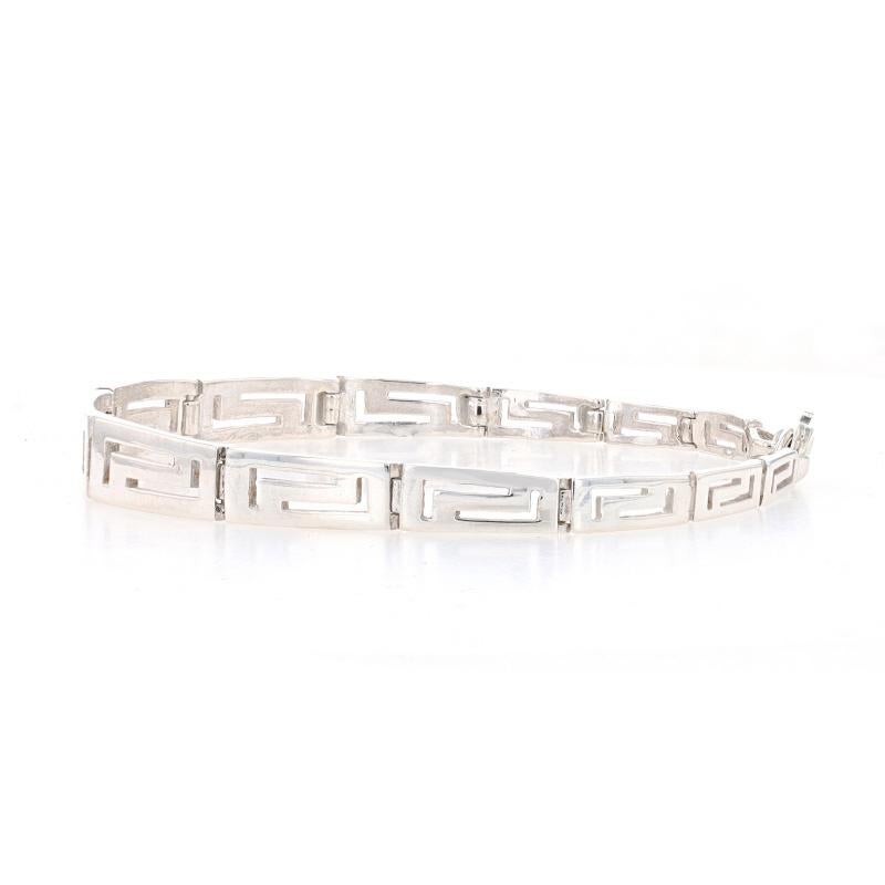 Women's Sterling Silver Greek Key Graduated Link Bracelet 7 3/4