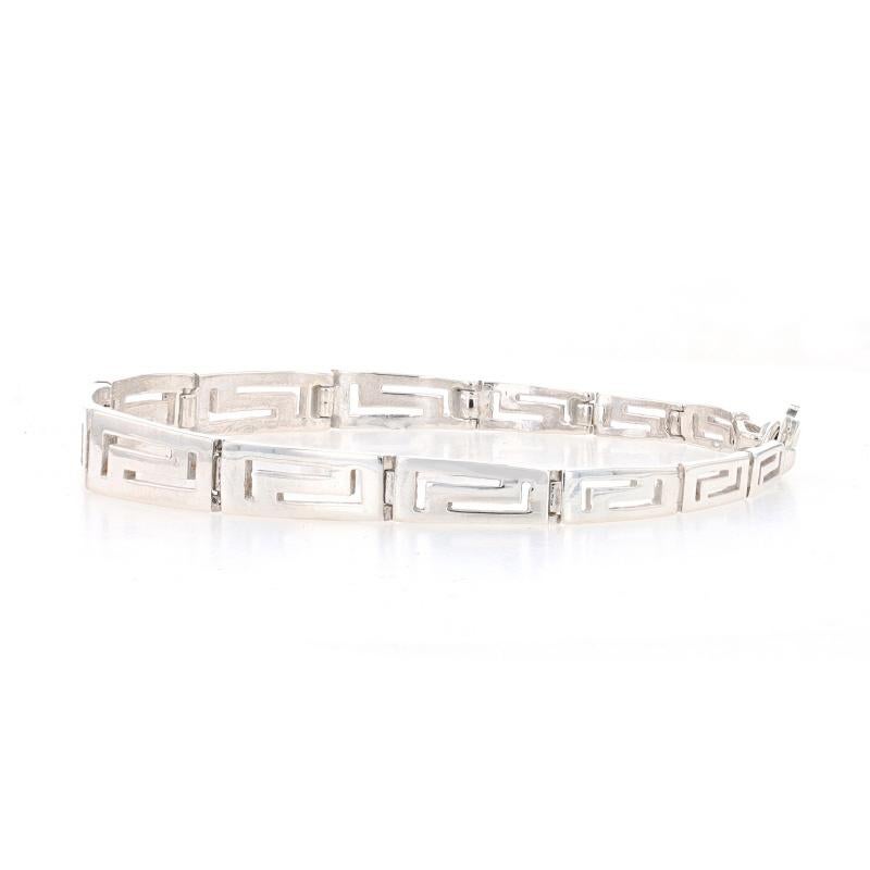 Bracelet à maillons gradués en argent sterling avec clé grecque 7 3/4