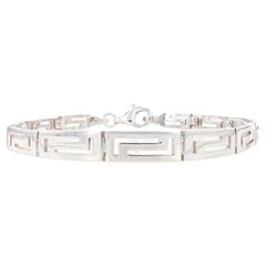 Sterling Silber Griechischer Schlüssel abgestuftes Gliederarmband 7 3/4" - 925