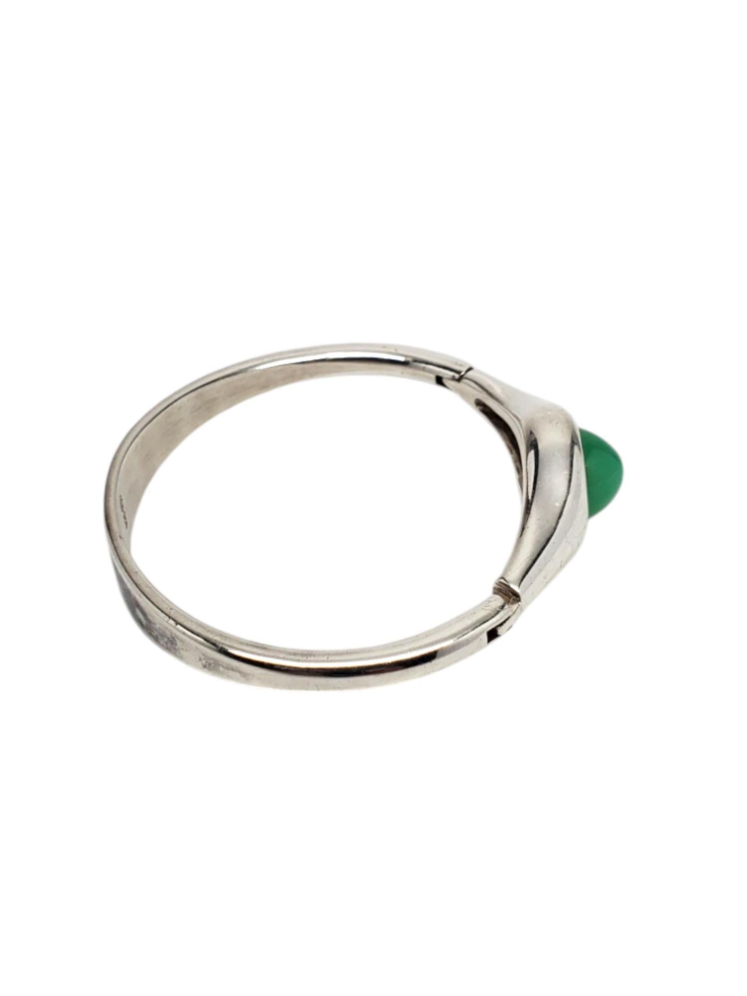 Bracciale a cerniera in argento sterling con gemme di crisoprasio verde #20645 In condizioni buone in vendita a Washington Depot, CT