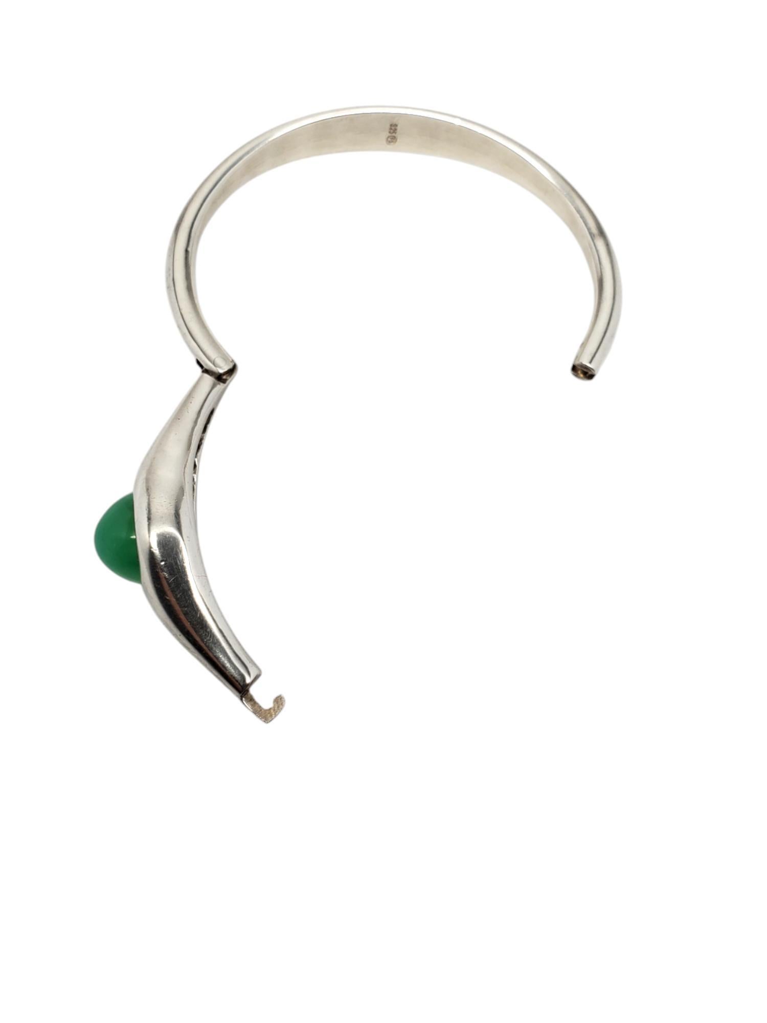 Donna Bracciale a cerniera in argento sterling con gemme di crisoprasio verde #20645 in vendita