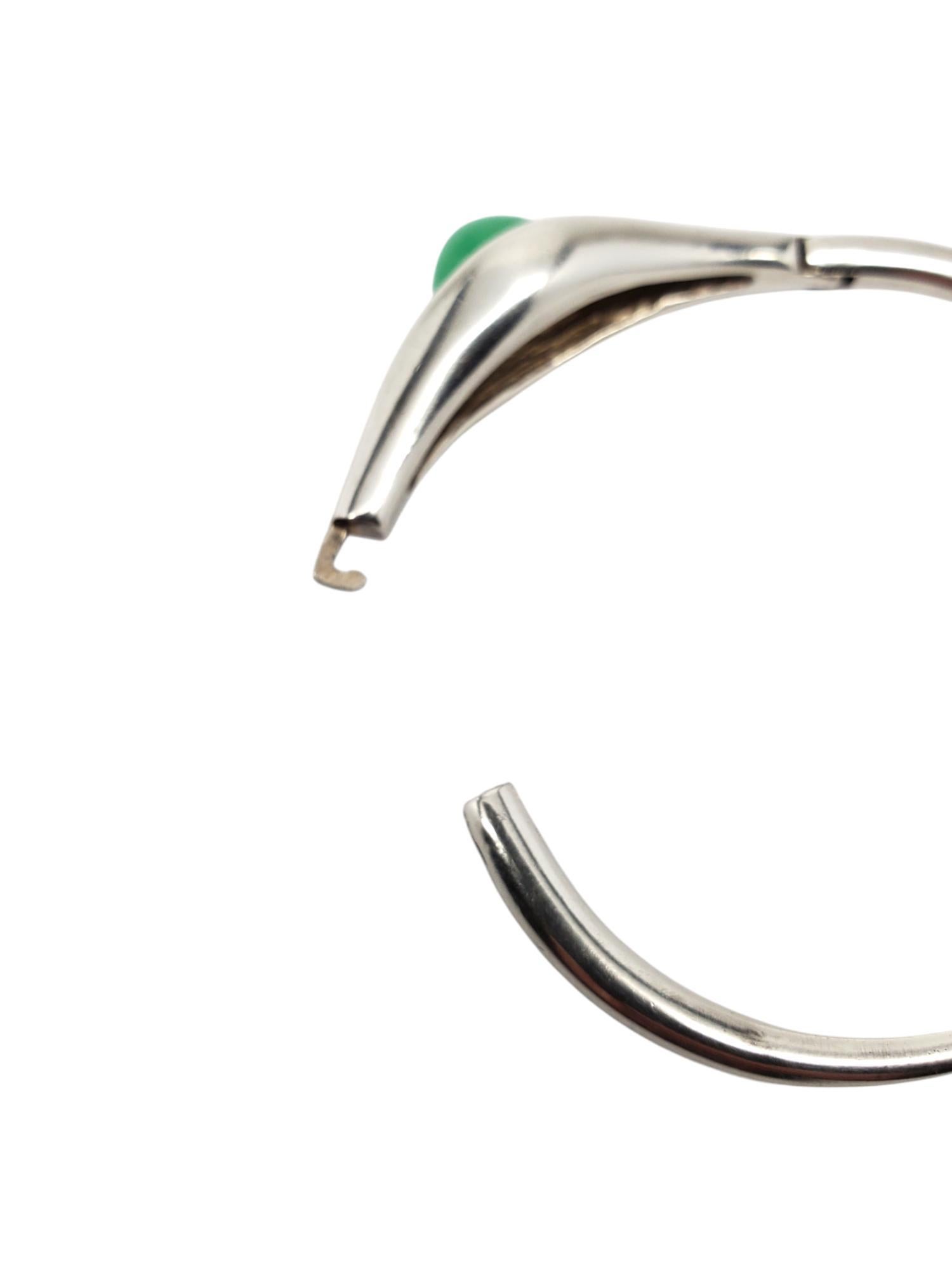 Bracciale a cerniera in argento sterling con gemme di crisoprasio verde #20645 in vendita 1