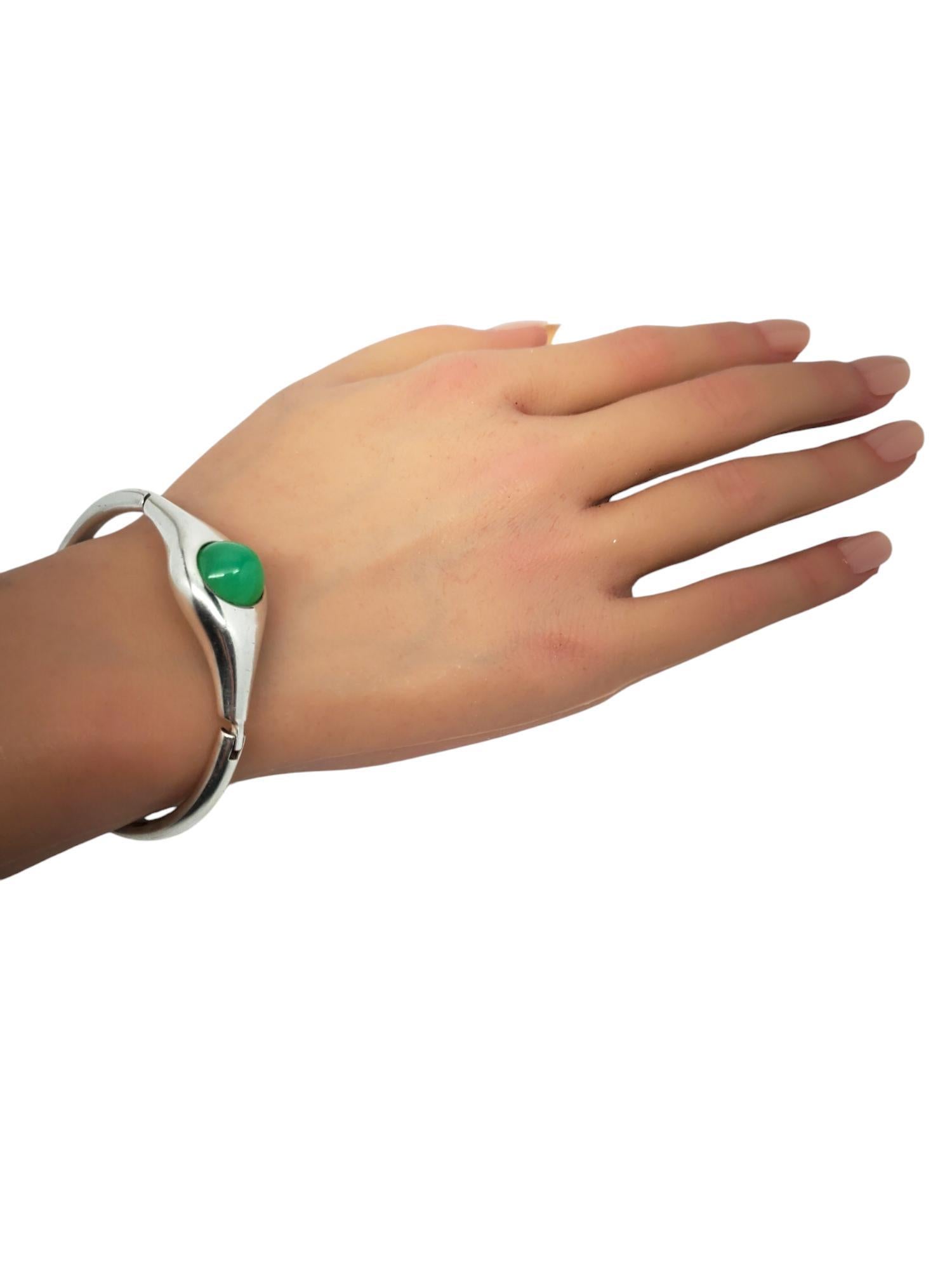Bracciale a cerniera in argento sterling con gemme di crisoprasio verde #20645 in vendita 4