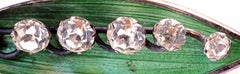 Sterling Silver Green Enamel and Paste Stone Lily of the Valley Brooch 1920s