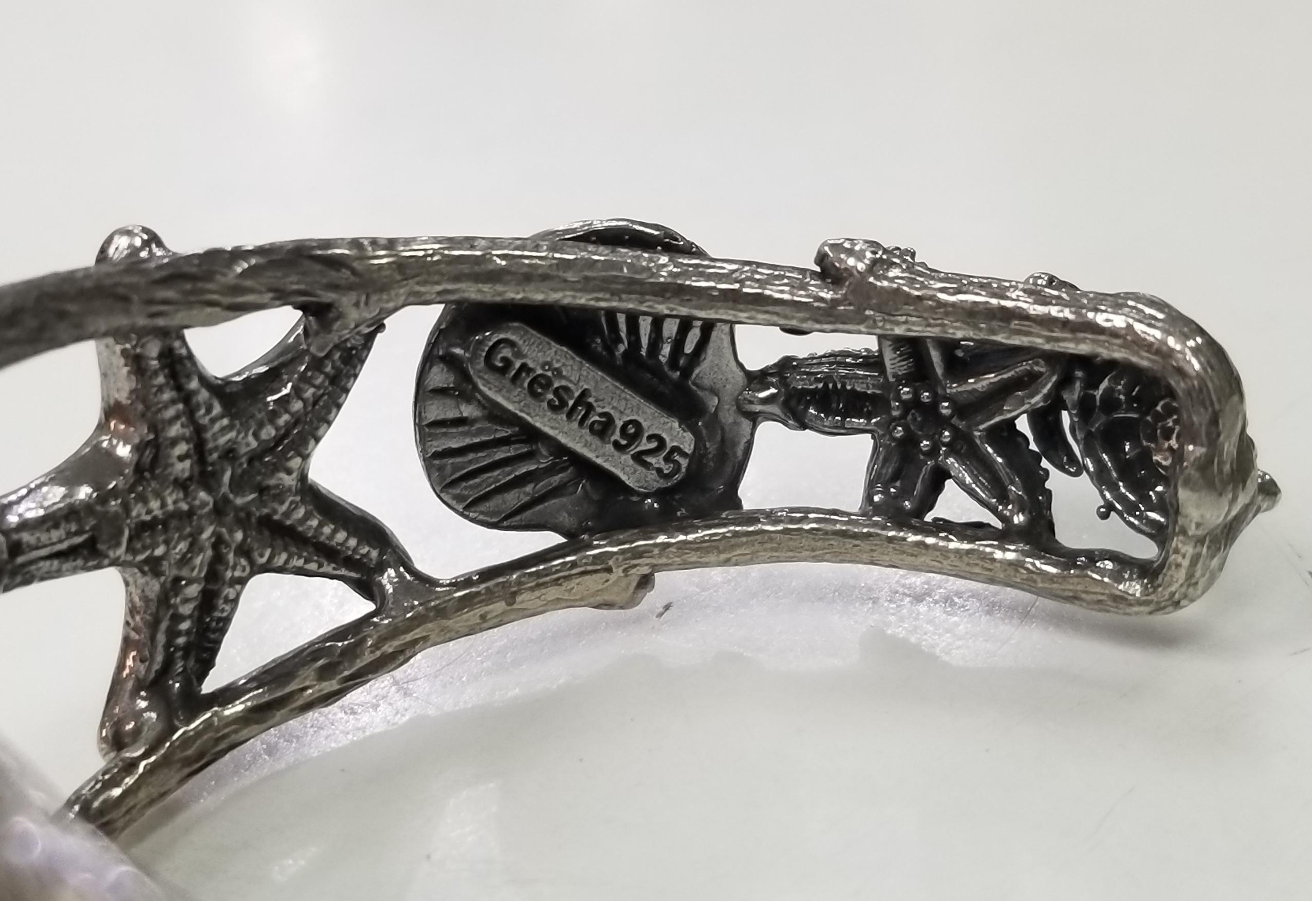 Bark, tortue et coquillage Gresha Signature en argent sterling avec une perle Unisexe en vente