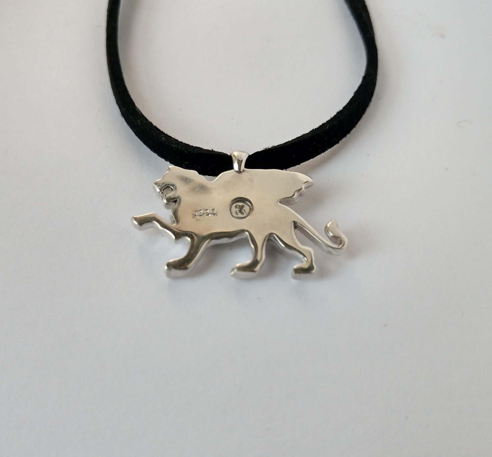 Contemporary Sterling Silver Griffin Pendant Necklace For Sale