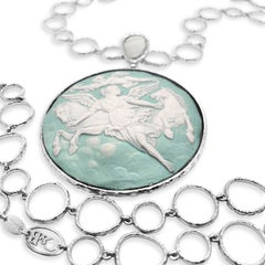 Sterling Silver Guardian Angel and Cherub Cameo Pendant