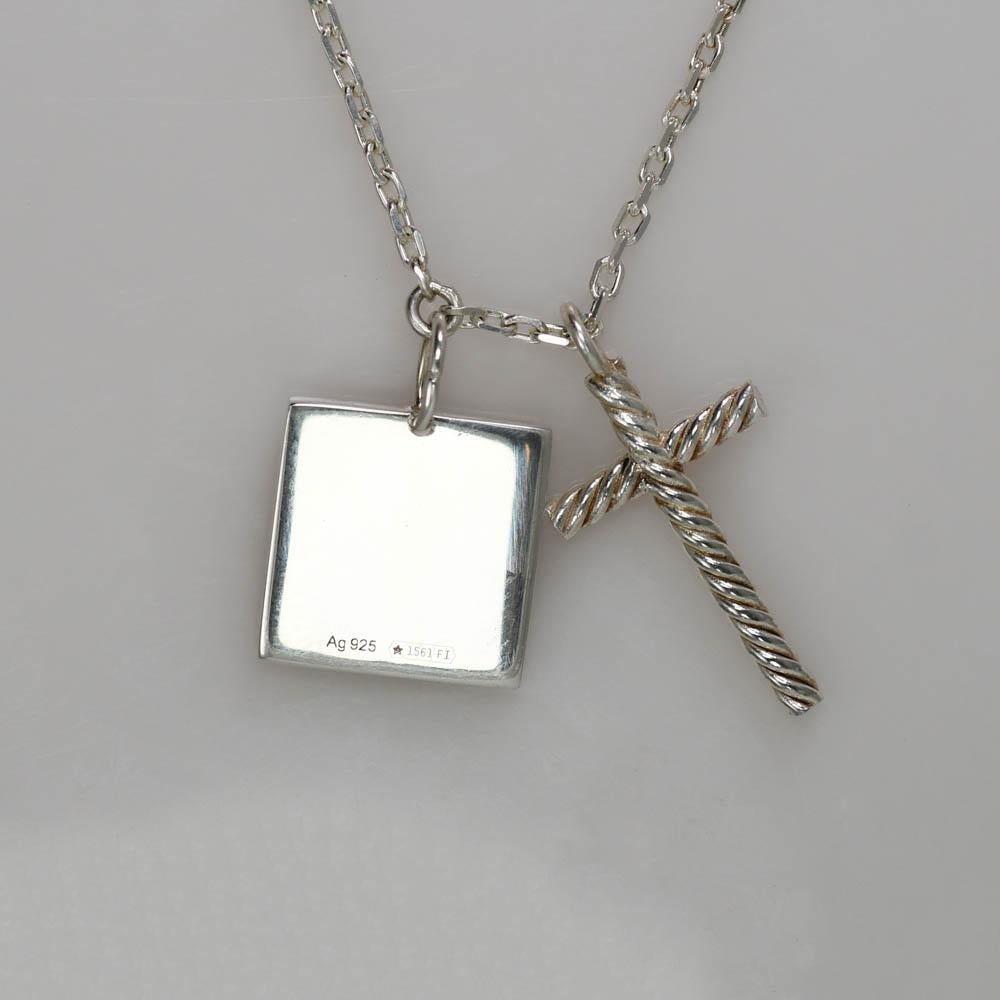 Sterling Silver Gucci Necklace Cross Pendant, 7.3gr In Excellent Condition In Laguna Beach, CA