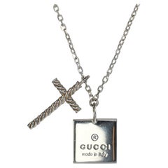 Sterling Silver Gucci Necklace Cross Pendant, 7.3gr