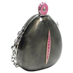 Sterling Silver Guilloché Black Enamel Ruby Minaudière Limited Edition