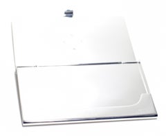 Sterling Silver Guilloché Blue Enamel Sapphire Card Case