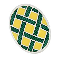 Manschettenknöpfe aus Sterlingsilber mit Guilloche-Emaille