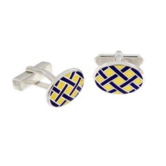 Sterling Silver Guilloche Enamel Cufflinks