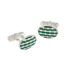 Sterling Silver Guilloche Enamel Cufflinks