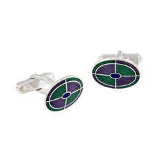 Sterling Silver Guilloche Enamel Cufflinks