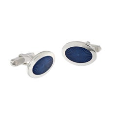 Sterling Silver Guilloche Enamel Cufflinks