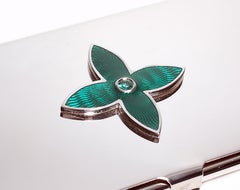 Sterling Silver Guilloché Enamel Emerald Card Case