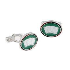 Sterling Silver Guilloche Enamel Playing Cards Cufflinks