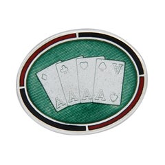 Sterling Silver Guilloche Enamel Playing Cards Cufflinks