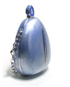 Sterling Silver Guilloché Blue Enamel Sapphire Minaudière Limited Edition