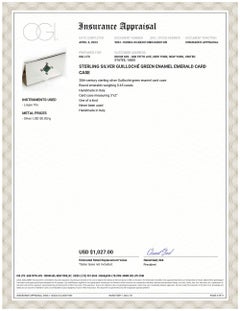 Porte-cartes Emeraude en argent Guilloché émail vert