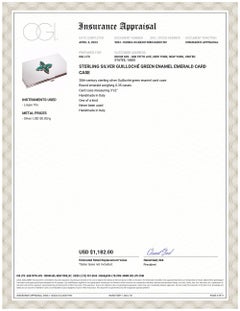 Porte-cartes Emeraude en argent Guilloché émail vert