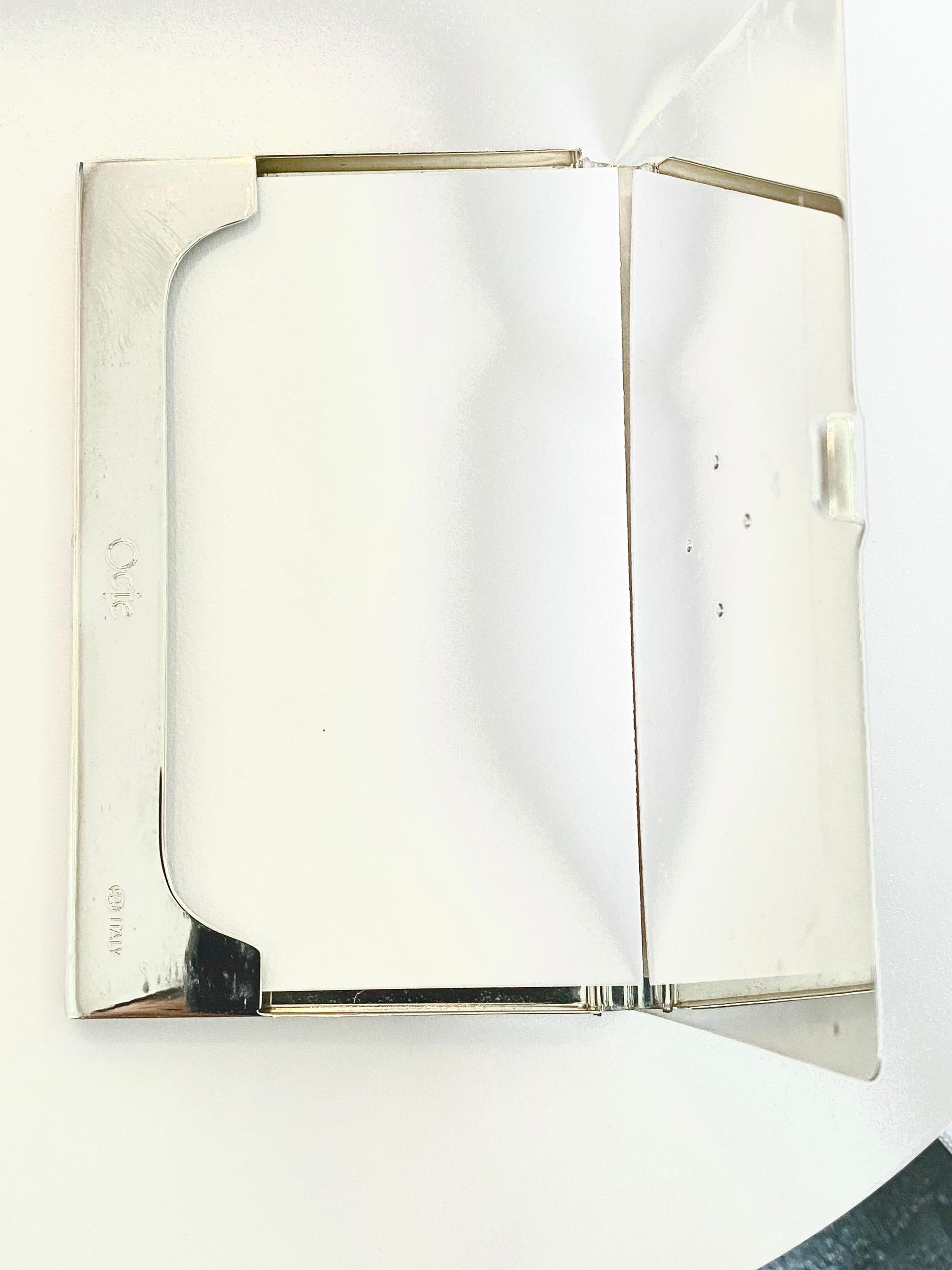 Contemporary Sterling Silver Guilloché Green Enamel Emerald Card Case