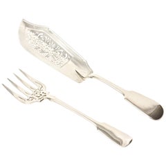 Sterling Silber gestempeltes Fischservierbesteck Vintage