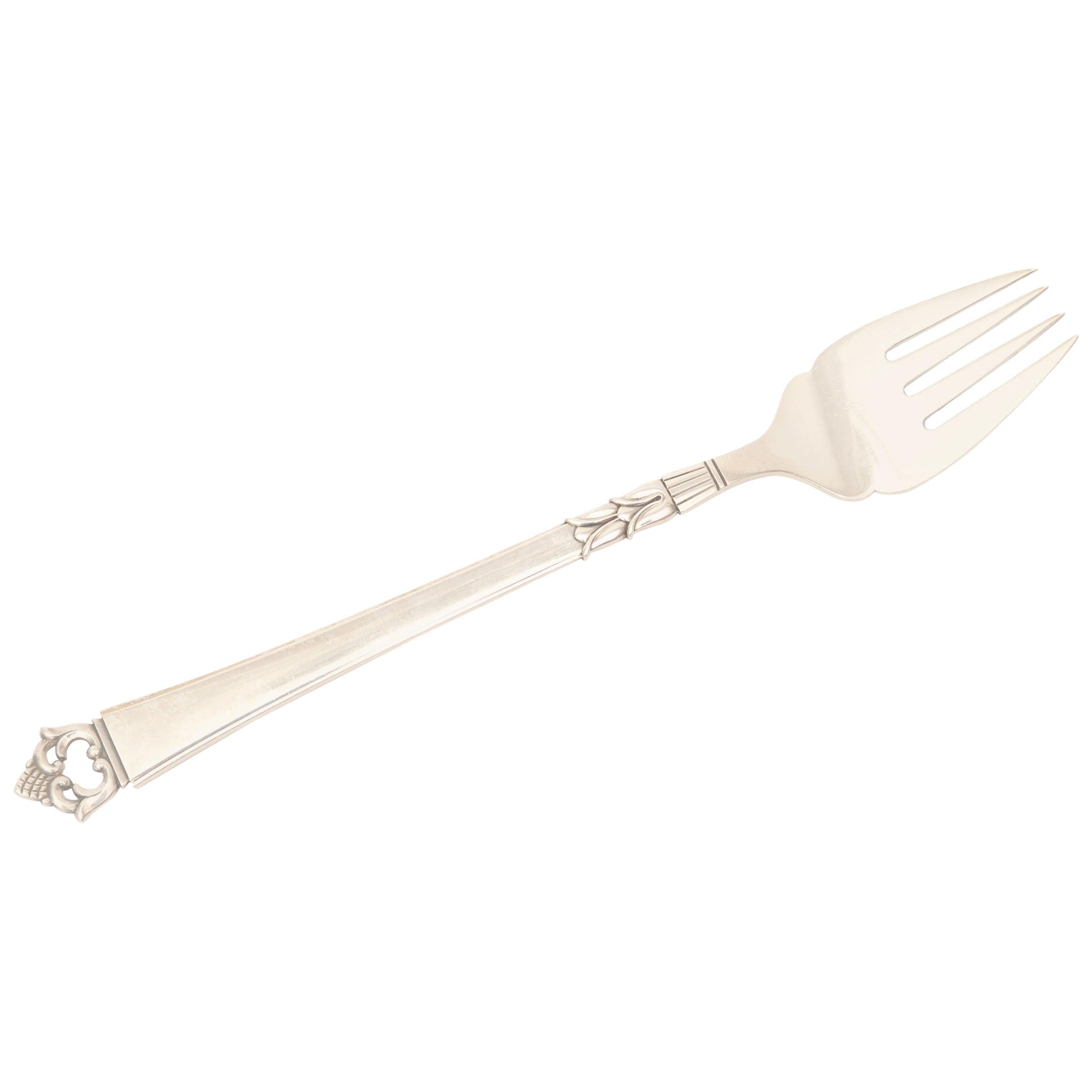 Sterling Silver Hallmarked Mid-Century Modern Danish Frigast Serving Fork For Sale