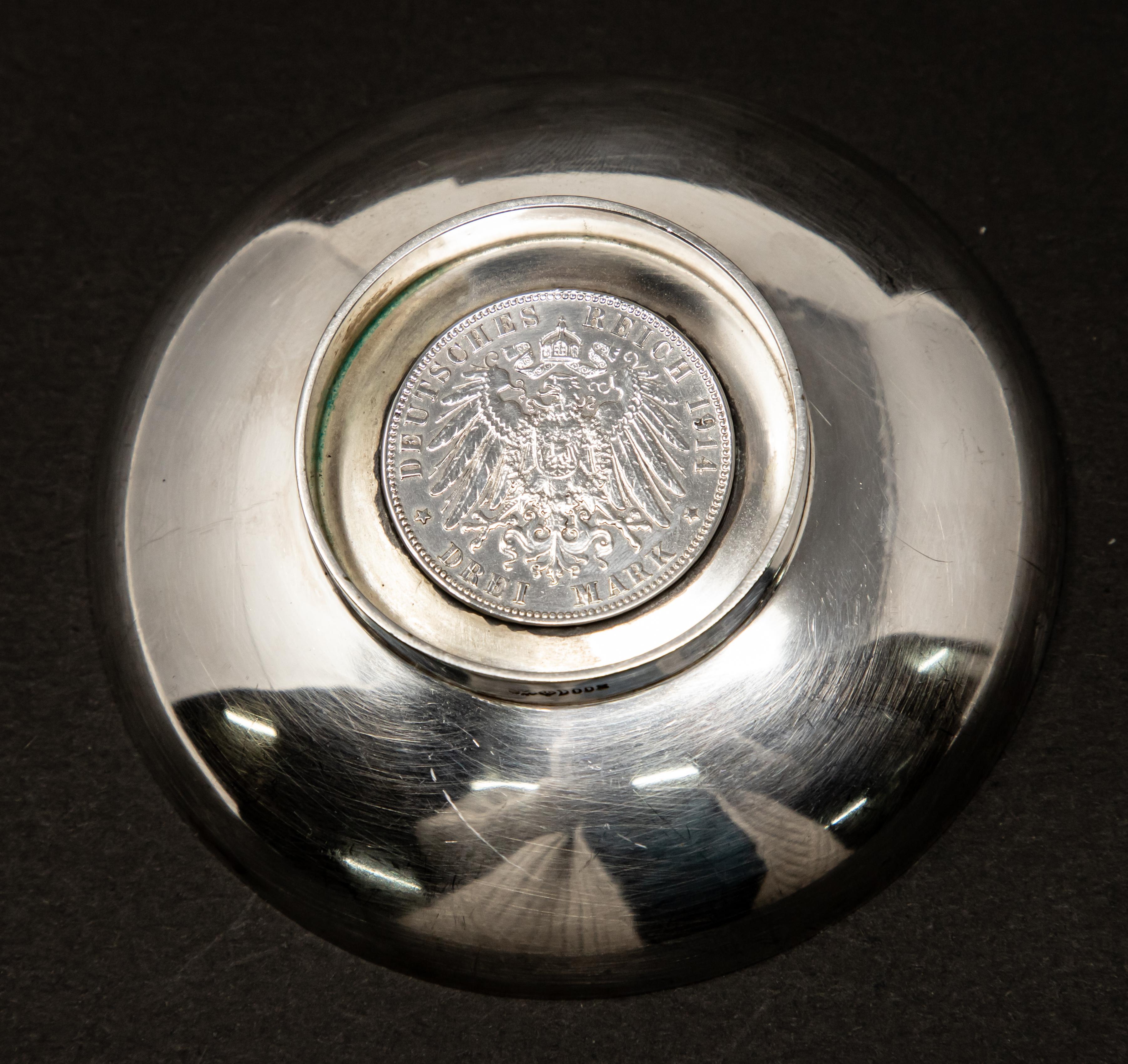Metalwork Sterling Silver Hamburg Coin Dish For Sale