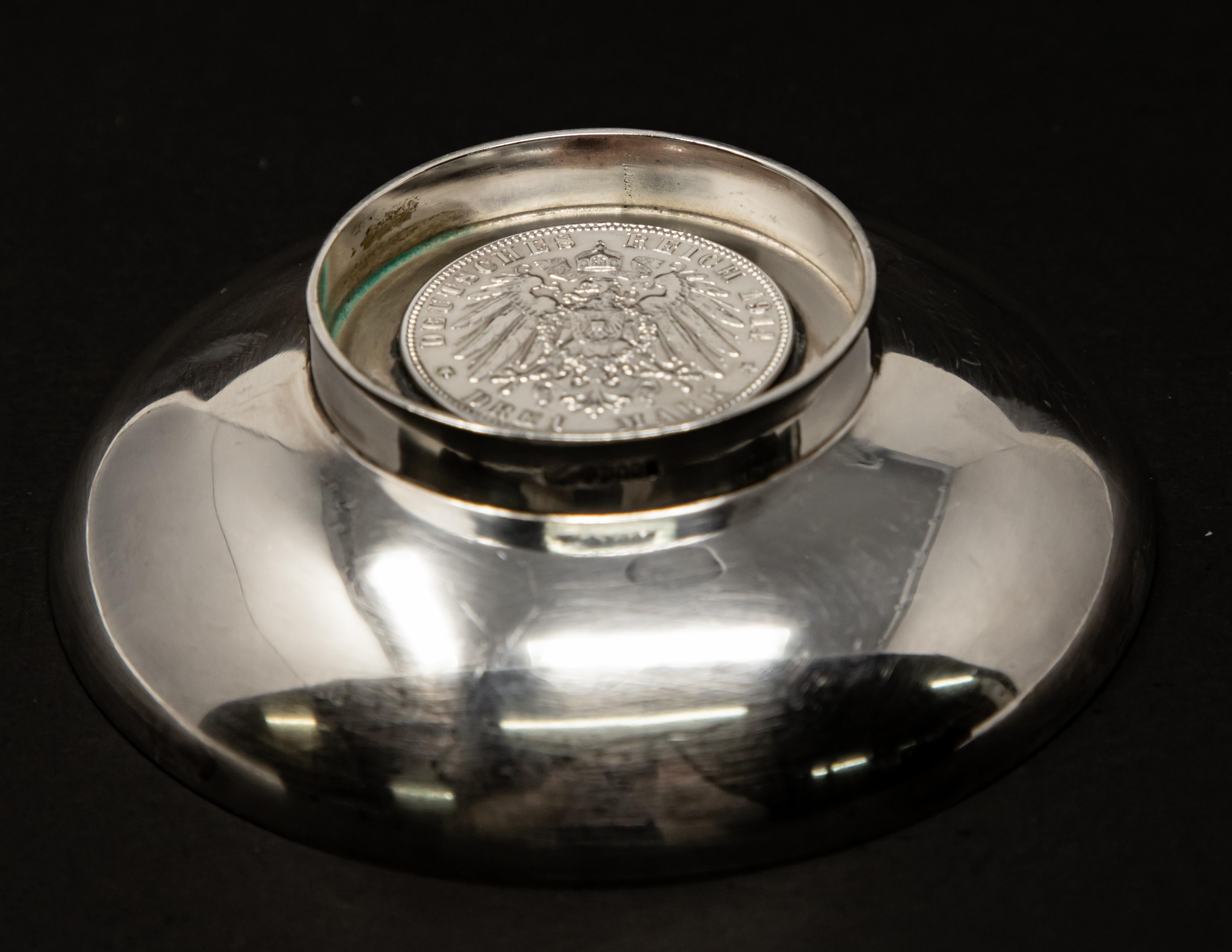 20th Century Sterling Silver Hamburg Coin Dish For Sale