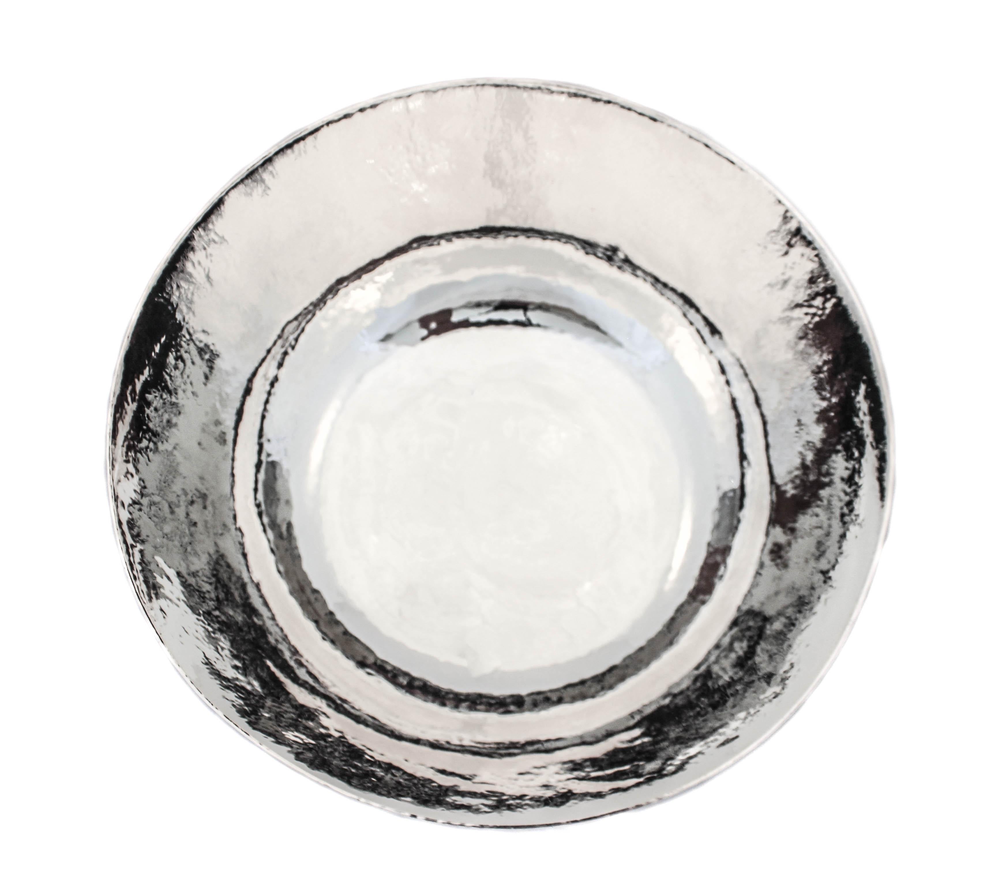 American Sterling Silver Hammered Bowl For Sale